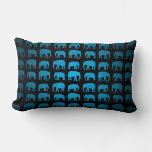 Blue Elephant Pattern Lumbar Pillow