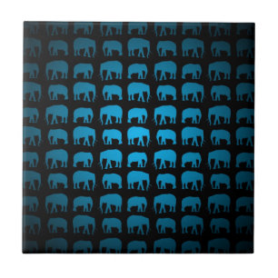 Blue Elephant Pattern Tile