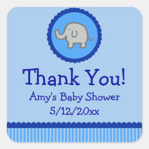 Blue Elephant Personalized Baby Shower Favour Tags