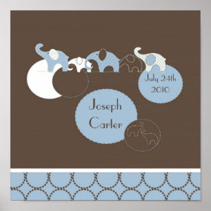 Blue Elephant Personalized Room Poster