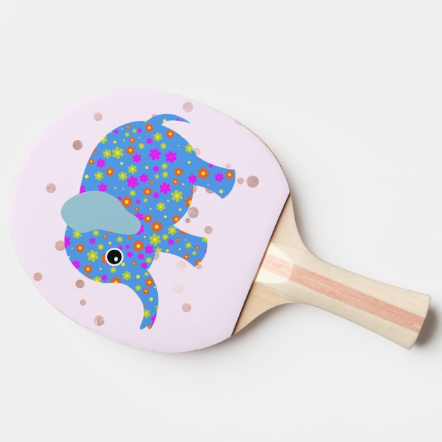Blue Elephant Ping Pong Paddle (Side)