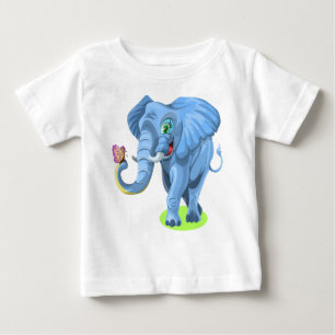 Blue Elephant Playing with Butterfly-44644 Baby T-Shirt