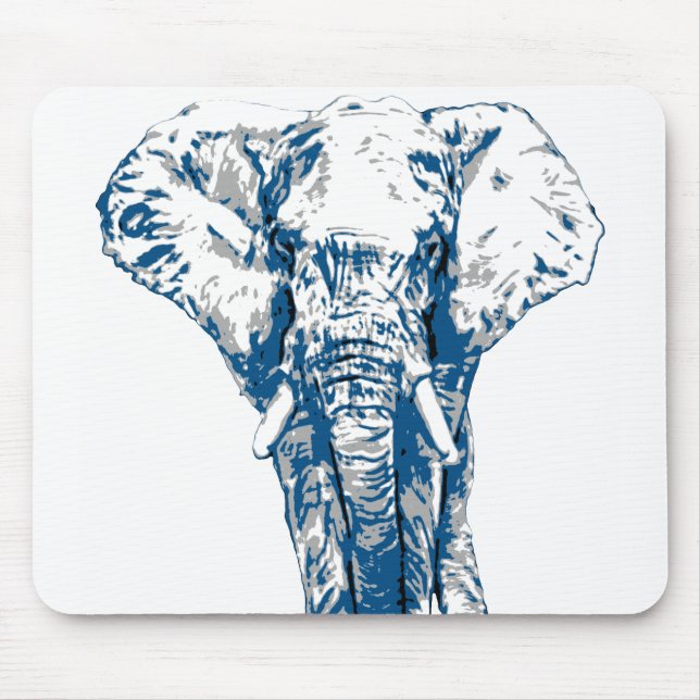 Blue Elephant - Pop Art Style & Posterized Mouse Pad (Front)