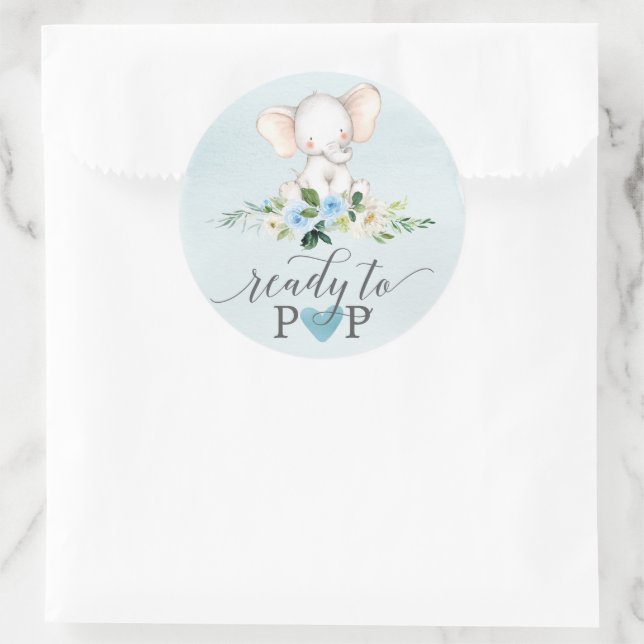Blue Elephant Ready To Pop Baby Favor Stickers (Bag)