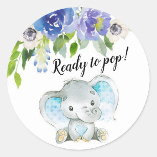 Blue Elephant Ready to Pop Stick Classic Round Sticker