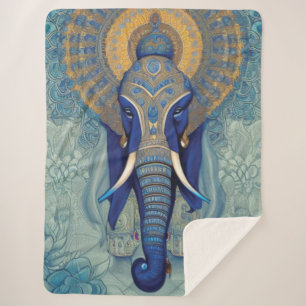 Blue Elephant Sherpa Blanket