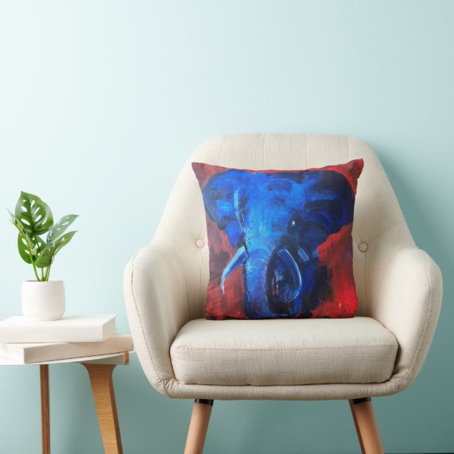 blue elephant, the image of Ganesha, bringing happ Throw Pillow (Chair)