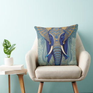 Blue Elephant Throw Pillow