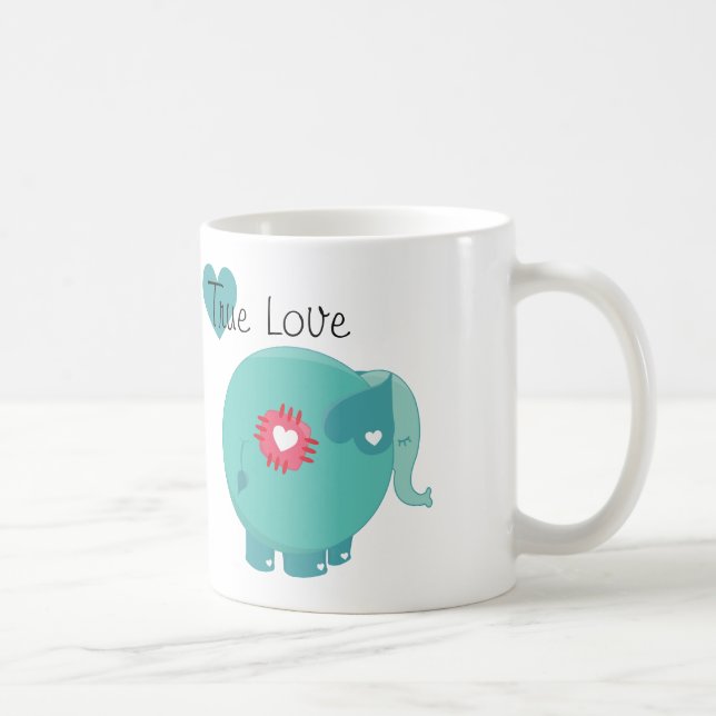 Blue Elephant True Love Custom Mug (Right)