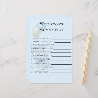 Blue Elephant Who Knows Mommy Best Babyshower game