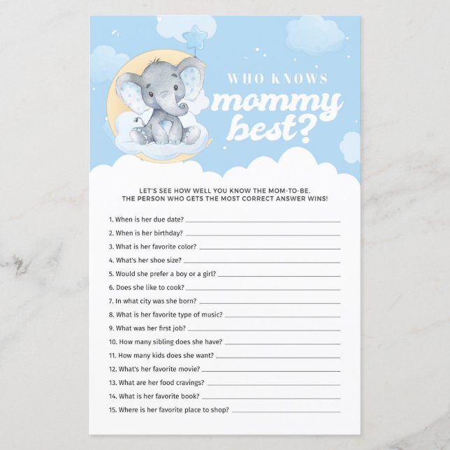 Blue Elephant Who Knows Mommy Best Game (Front)