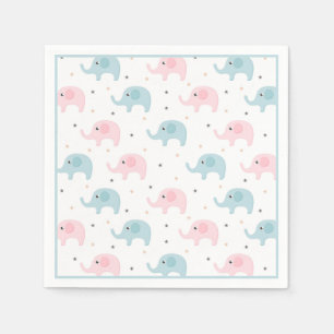 Blue Elephants Boy Baby Shower Cute Napkin