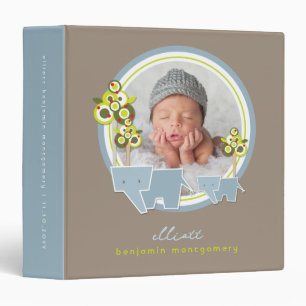 Blue Elephants Family Baby Boy Photo Album Binder