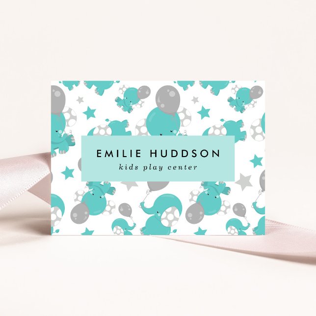 Blue Elephants, Kids Play Centre, Activity Centre Business Card (Creator Uploaded)