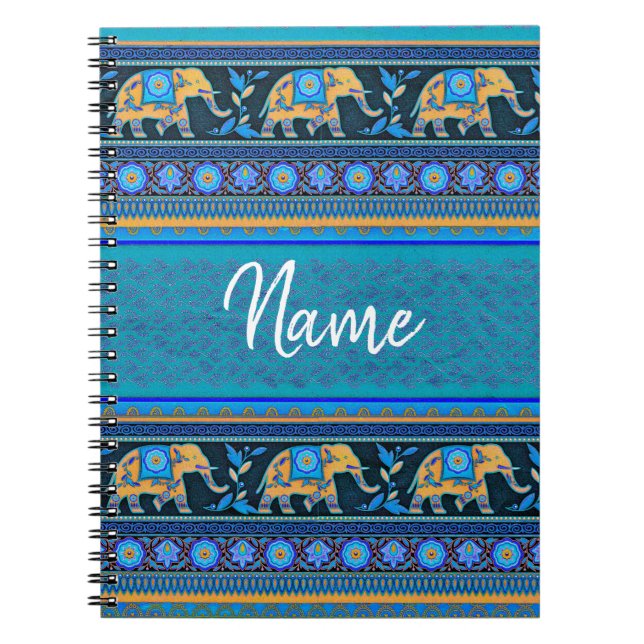 Blue elephants Personalized Notebook (Front)