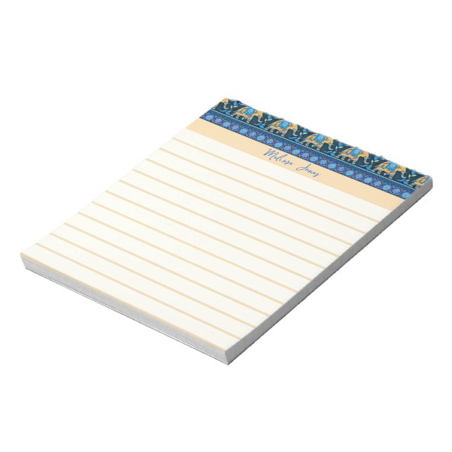 Blue elephants personalized notepad (Rotated)
