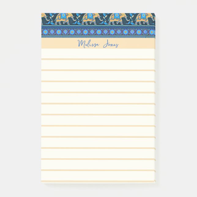 Blue elephants personalized  post-it notes (Front)