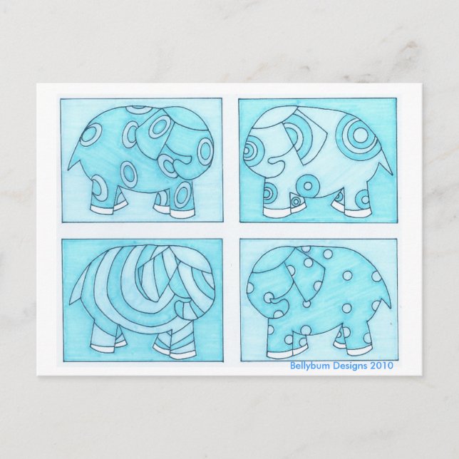 Blue Elephants Postcard (Front)