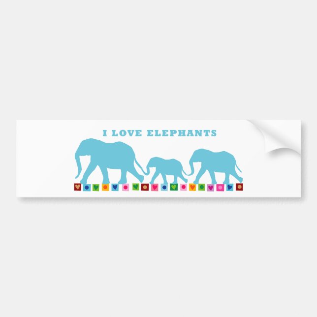 Blue Elephants Walking Bumper Sticker (Front)
