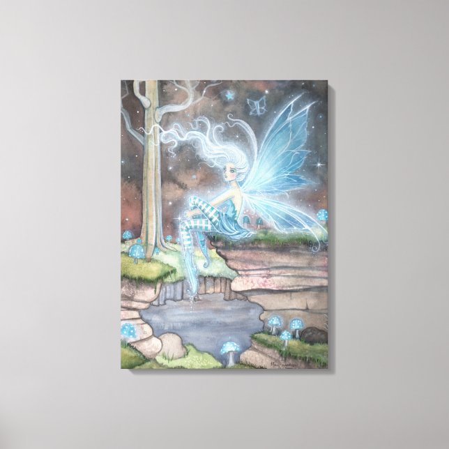 Blue Ember Fantasy Fairy Art Wrapped Canvas (Front)