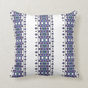 Blue Embroidery Throw Pillow