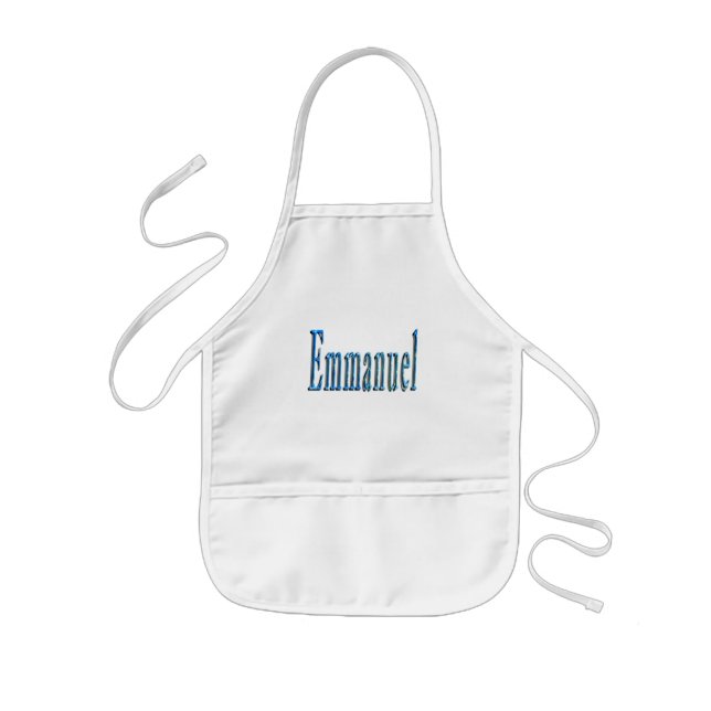Blue Emmanuel Name,  Kids Apron (Front)