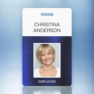 Blue Employee - Name Photo Corporate Metallic Badge
