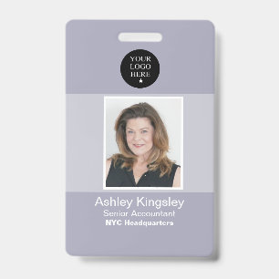 Blue Employee Photo Badge Corporate barcode