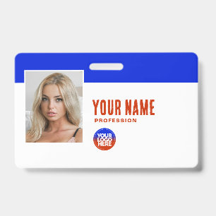 Blue Employee Photo ID Company Bold Security Badge