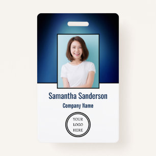 Blue Employee Photo ID Small Business Logo Badge