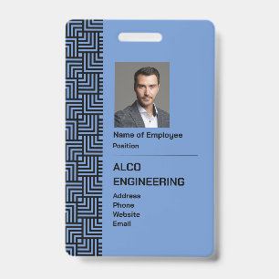 Blue Employee Photo Security Badge - Vertical