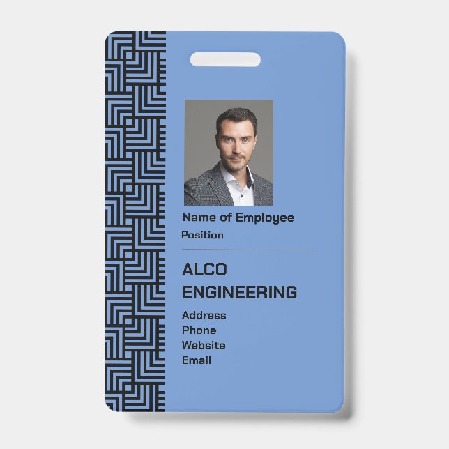 Blue Employee Photo Security Badge - Vertical (Front)