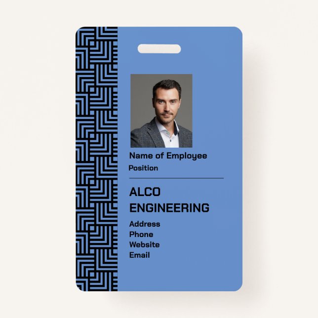 Blue Employee Photo Security Badge - Vertical (Front)