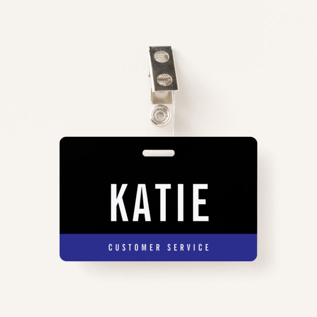Blue Employee Staff ID Company Logo  Badge (Front with Clip)