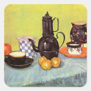 Blue Enamel Coffeepot by Vincent van Gogh Square Sticker
