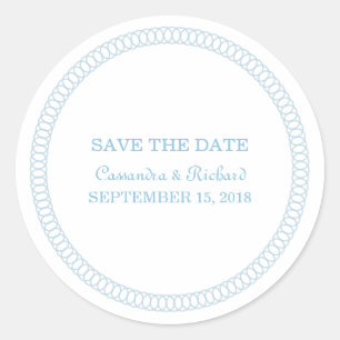 Blue Encircled Round Save the Date Stickers