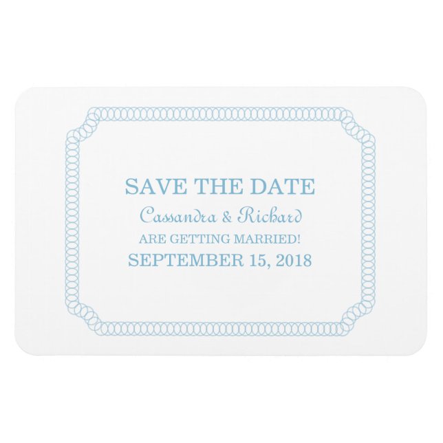 Blue Encircled Ticket Save the Date Magnet (Horizontal)