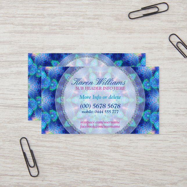 Blue Energy New Age Holistic Business Card (Front/Back In Situ)