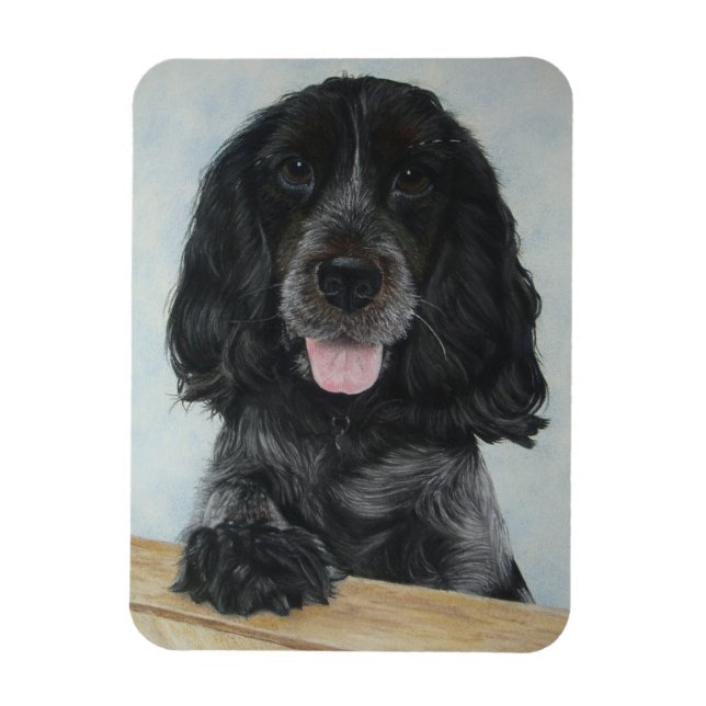 blue english cocker spanial very cute dog magnet (Vertical)