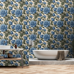 Blue English Roses, Wallpaper