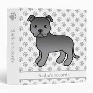 Blue English Staffie Cute Cartoon Dog & Text Binder