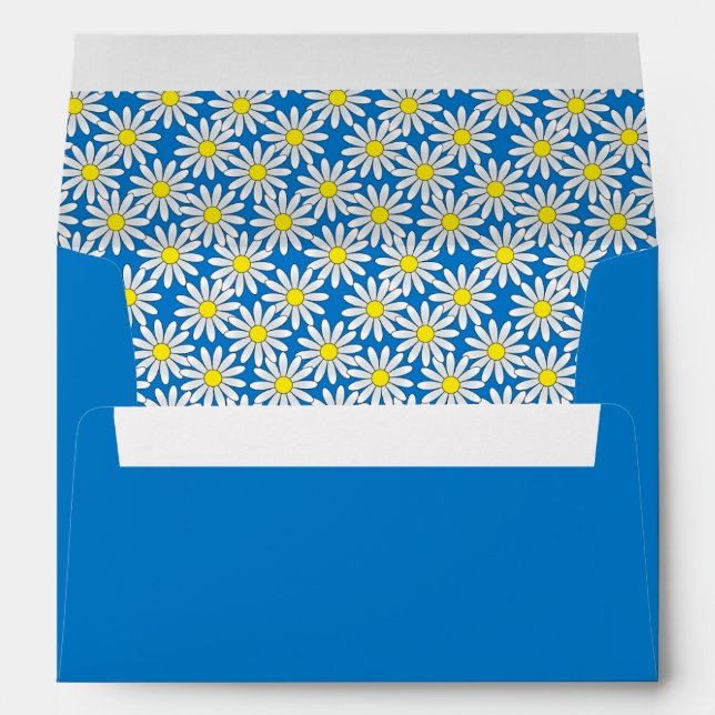Blue Envelope, White Daisy Lined Envelope (Back (Bottom))