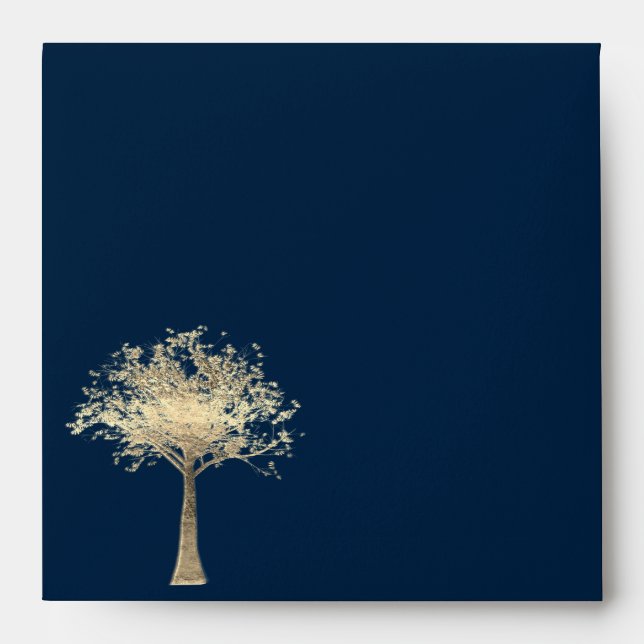 Blue Envelope with a Gold Tree (Front)