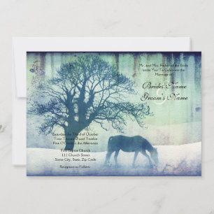 Blue Equestrian Wedding Invitation