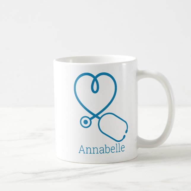 Blue ER Nurse Medical Assistant Love Personalized Coffee Mug (Right)
