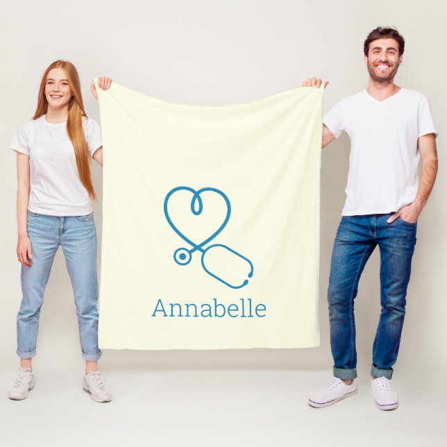 Blue ER Nurse Medical Assistant Love Personalized Fleece Blanket (In Situ)