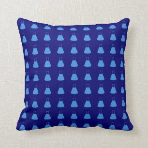 Blue Erlenmeyer Flask Pattern Throw Pillow