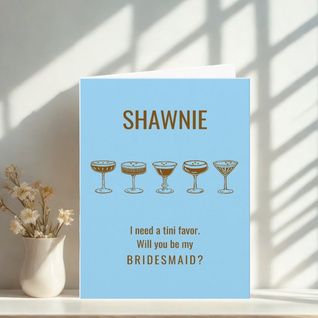 Blue Espresso Martini Will You Be My Bridesmaid?  Invitation (Creator Uploaded)