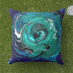 Blue Eternity Abstract Art Outdoor Pillow