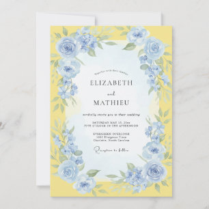 Blue Ethereal Arch Flourish Wedding Invitation
